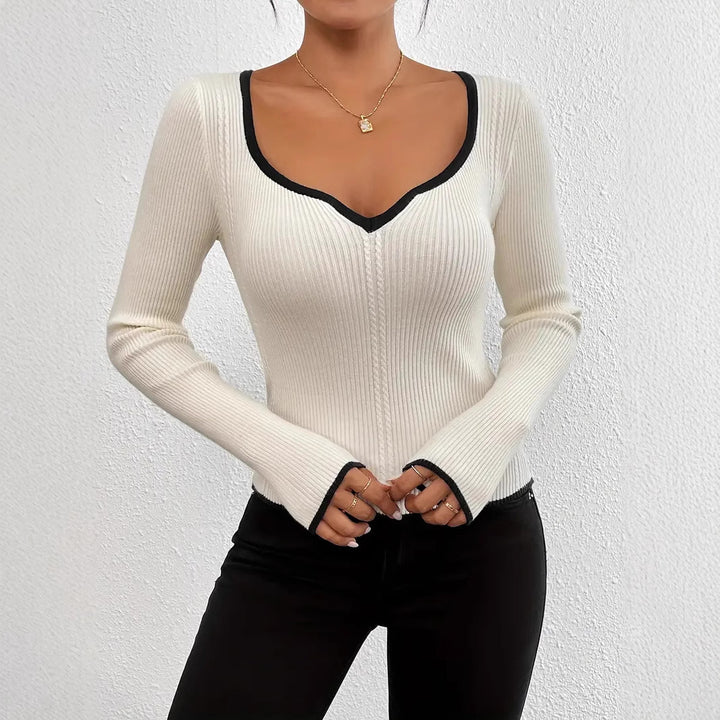Damen Langarm-Bodysuit mit tiefem Ausschnitt Drune