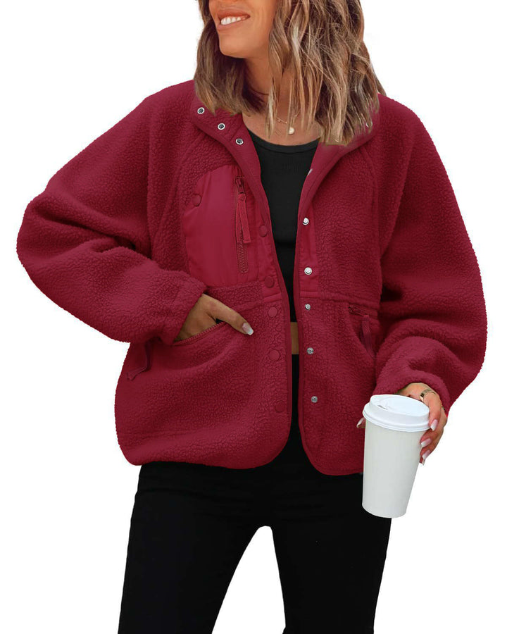 Damen kuschelige Fleecejacke mit praktischen Taschen Drune
