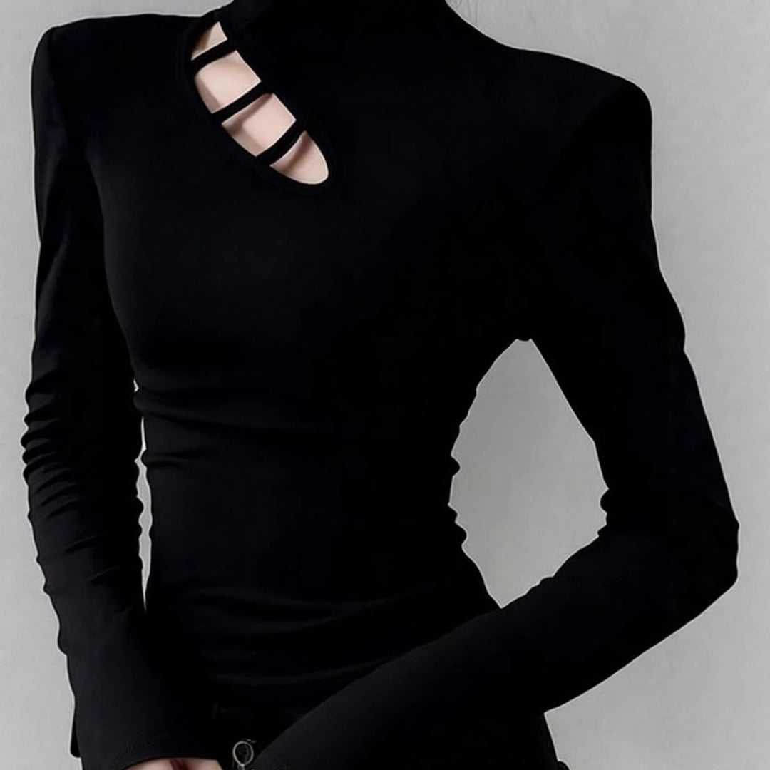 Damen Langarm-T-Shirt mit asymmetrischem Ausschnitt Drune