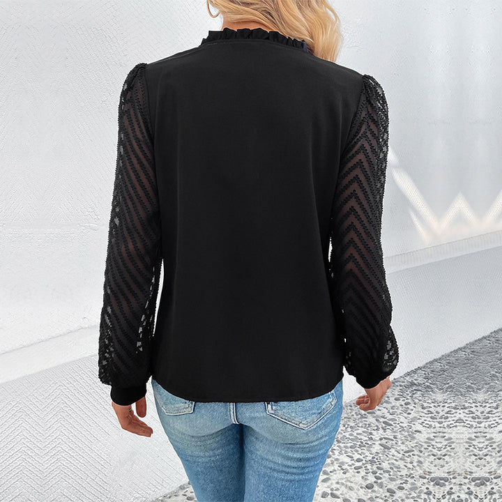 Damen Elegante V-Ausschnitt-Bluse Drune