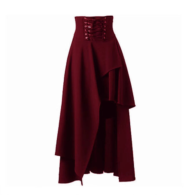 Damen Eleganter asymmetrischer Rock mit Schnürung Drune