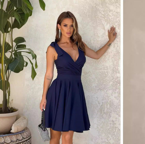 Damen A-Linien Kleid mit verstellbaren Bindegurten Drune