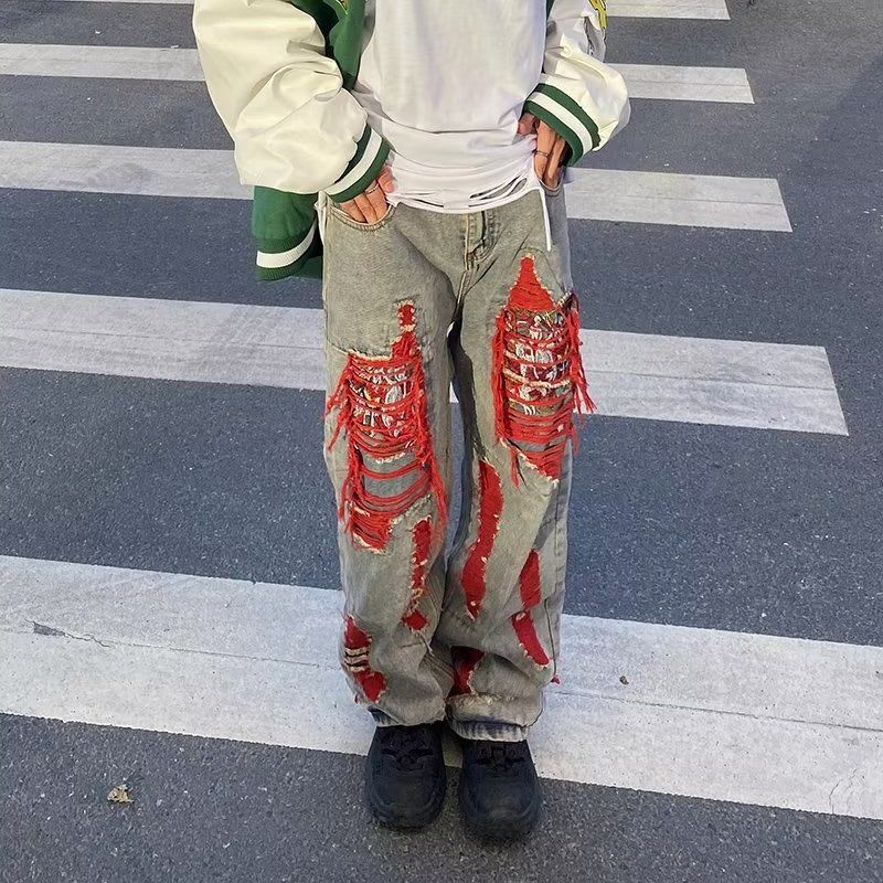 Herren lockere, destroyed Jeans mit auffälligen Details und lässigem Schnitt Drune