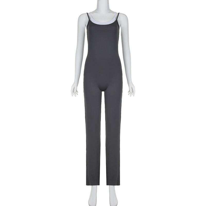 Damen Jumpsuit mit schmalen Trägern und modernen Streifen Drune