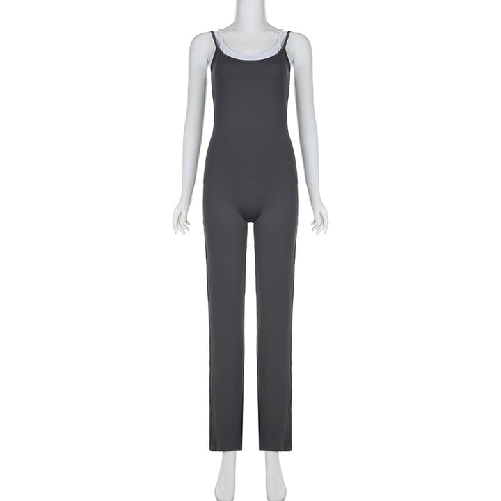 Damen Jumpsuit mit schmalen Trägern und modernen Streifen Drune