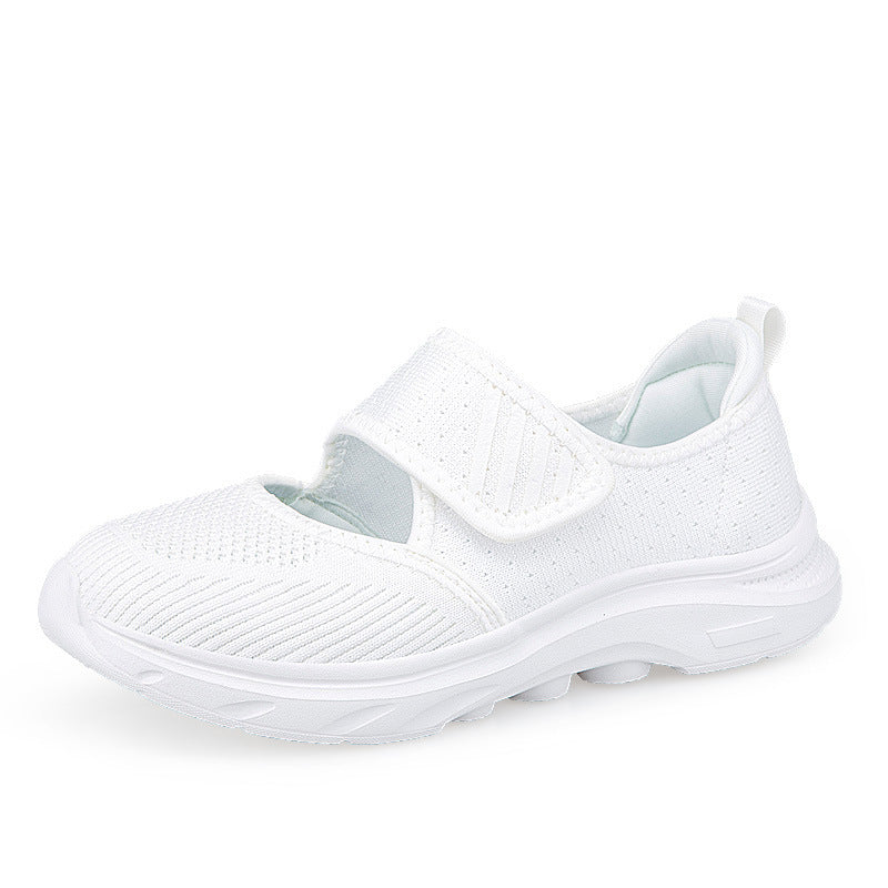 Damen nan Strick-Riemen-Sneaker mit Klettverschluss, gepolstertem Fußbett und stoßdämpfender EVA-Sohle Drune