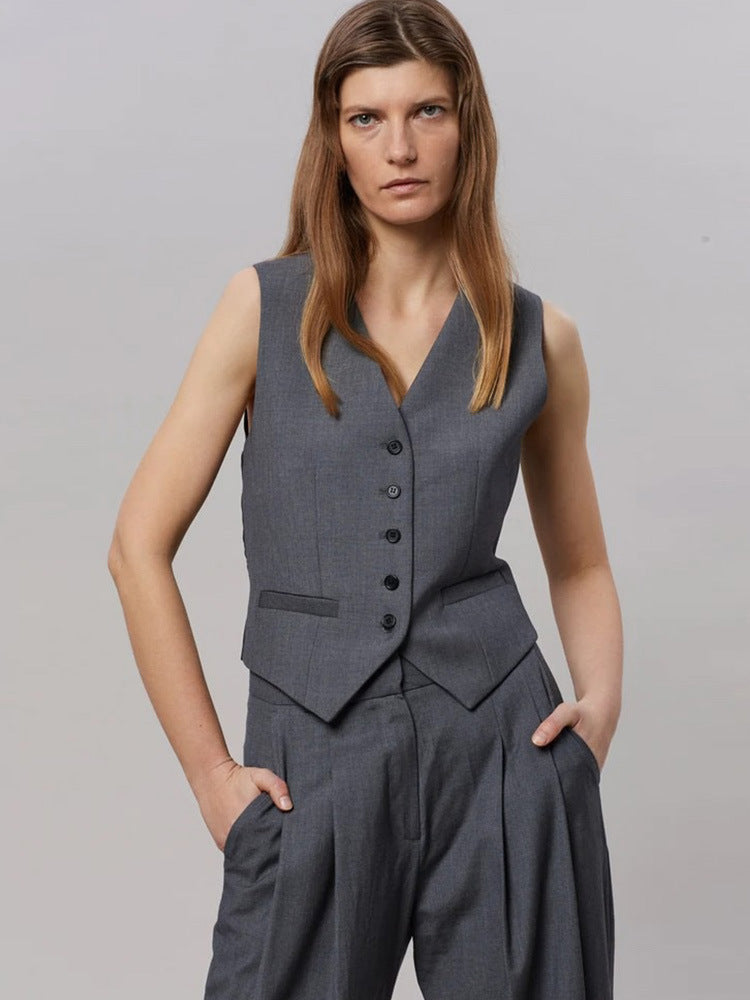 Damen Business-Weste mit modernem Schnitt und eleganter Knopfleiste Drune
