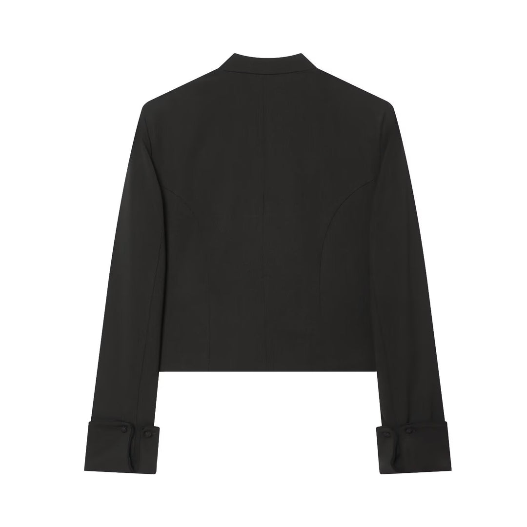 Damen Kurzgeschnittener Militärblazer mit ornamentalem Kordelbesatz und Stehkragen Drune