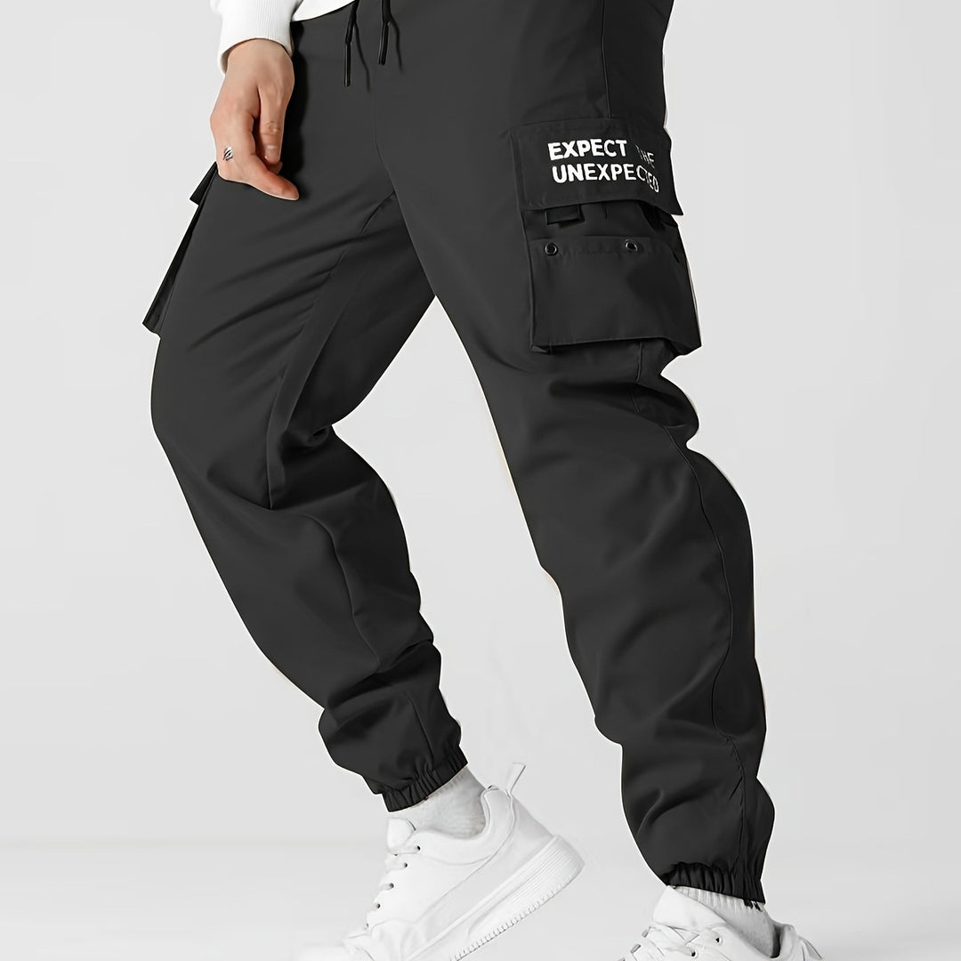 Herren Tapered Cargo-Jogginghose mit elastischem Bund, Multifachtaschen & Bündchen Drune