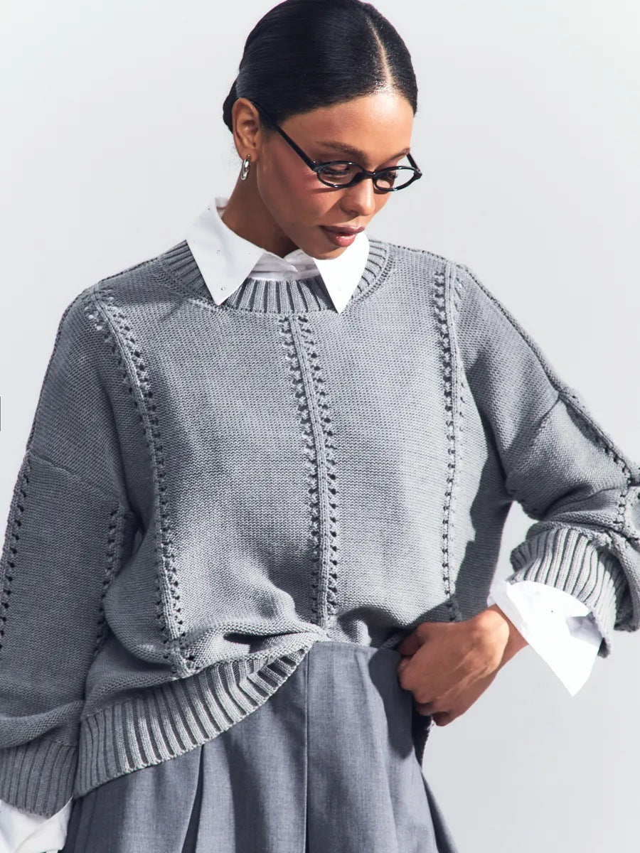 Damen Lässiger Strickpullover mit modernem Schnitt Drune