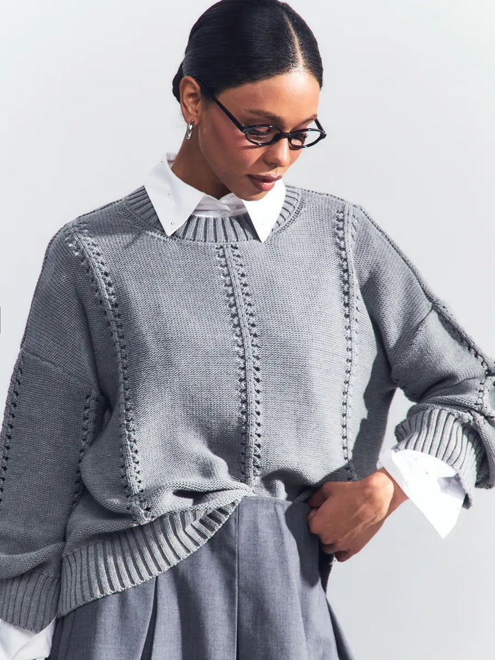 Damen Lässiger Strickpullover mit modernem Schnitt Drune