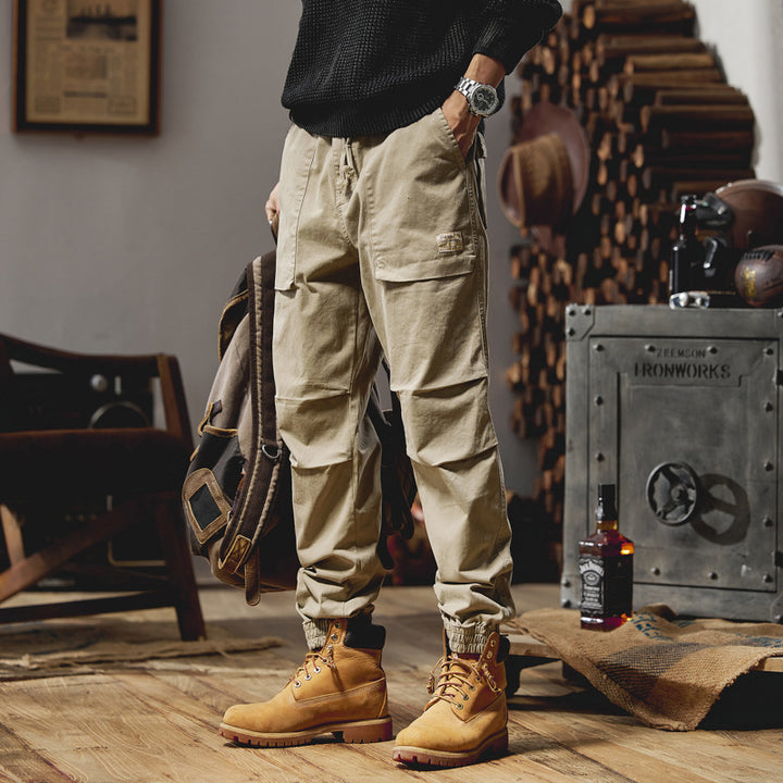 Herren Canvas‑Utility‑Jogger mit verstärkten Kniepaneelen, Klapptaschen und elastischem Knöchelsaum Drune