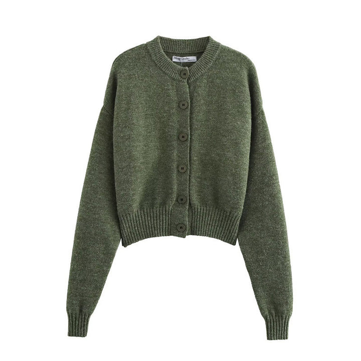 Damen modischer, kurzer Strickcardigan mit Knopfverschluss Drune