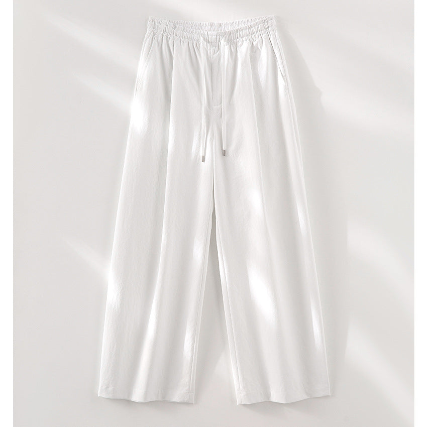 Damen Weite Tunnelzug-Hose mit Elastikbund, geradem Bein und Eingrifftaschen Drune