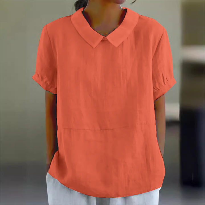 Damen Bio-Leinen Bluse mit Kragen Drune