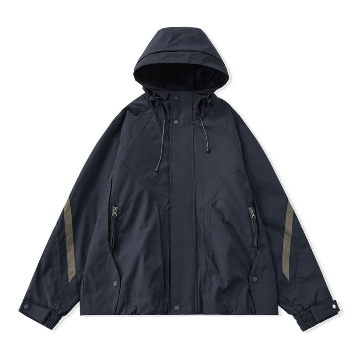 Herren Kurz geschnittener Boxy‑Techparka mit Kapuze, verdeckter Frontblende und Cargo‑Reißverschlüssen Drune