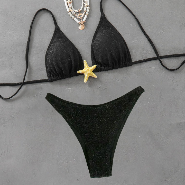 Damen Triangel-Bikini mit modischem Glitzer-Effekt Drune