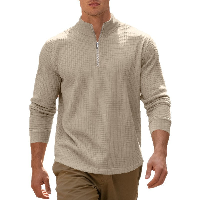 Herren sportlicher Pullover im strukturierten Design mit hallem Reißverschluss Drune