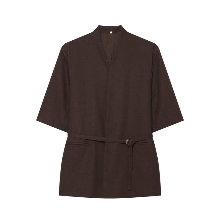Damen Kimono-Minikleid mit Wickelgürtel und V-Ausschnitt Drune