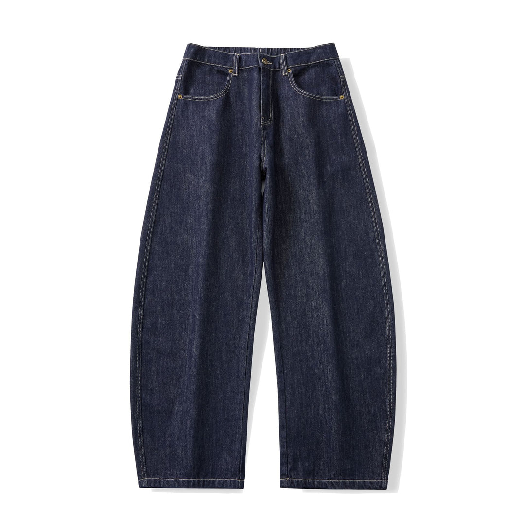 Damen Weite hochgeschnittene Cropped-Jeans aus Raw-Denim mit klassischem Taschen-Design Drune