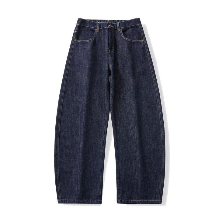 Damen Weite hochgeschnittene Cropped-Jeans aus Raw-Denim mit klassischem Taschen-Design Drune