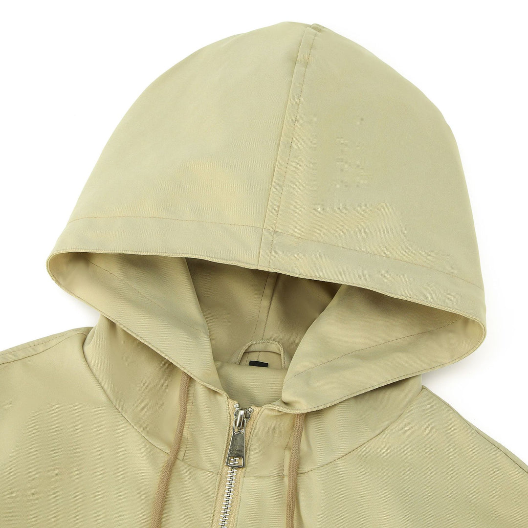 Damen Kapuzen-Bomberjacke mit gerafftem Saum und Eingrifftaschen Drune