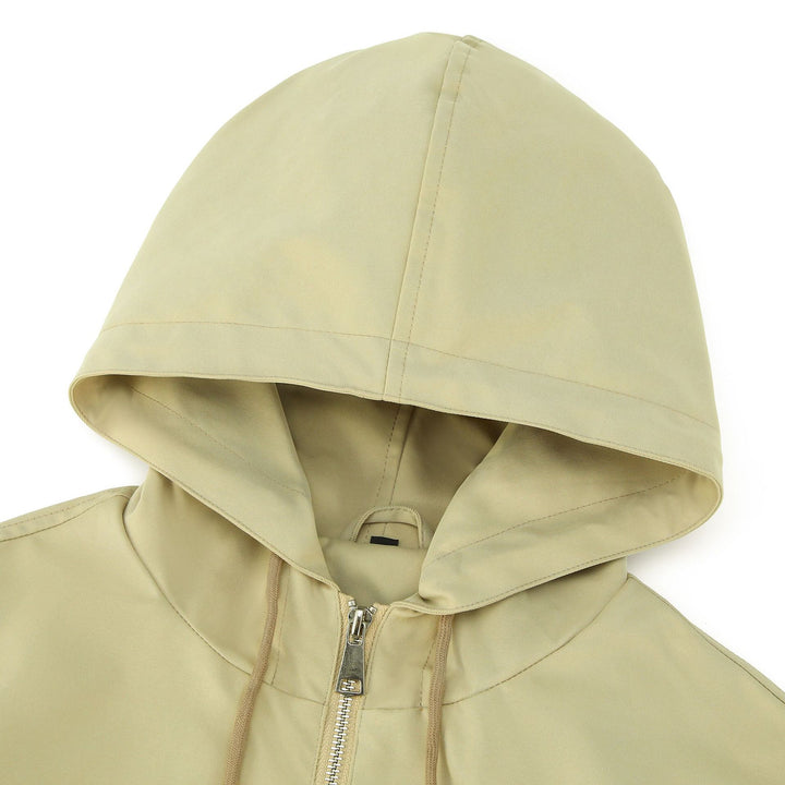 Damen Kapuzen-Bomberjacke mit gerafftem Saum und Eingrifftaschen Drune