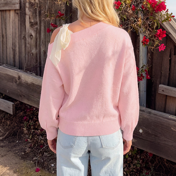 Damen Trendiger Pullover mit Schulterband Drune