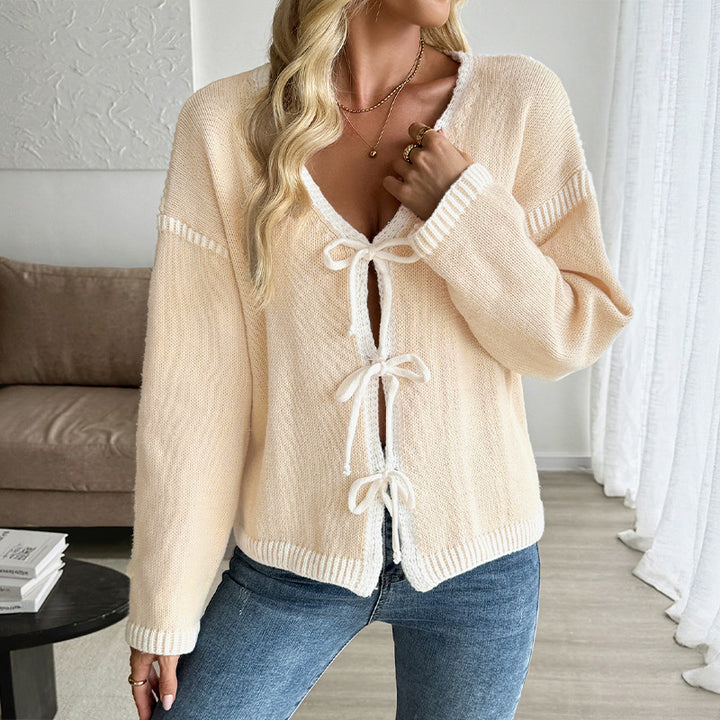 Damen Lässiger Strickcardigan mit Schnüroptik Drune
