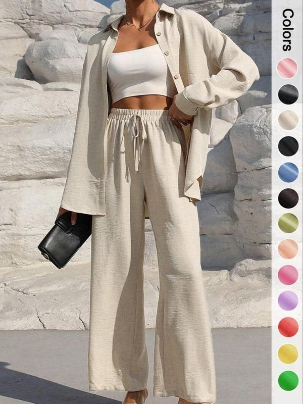Damen lässiger Satin-Loungewear-Anzug mit weitem Schnitt und nachhaltigem Stoff Drune