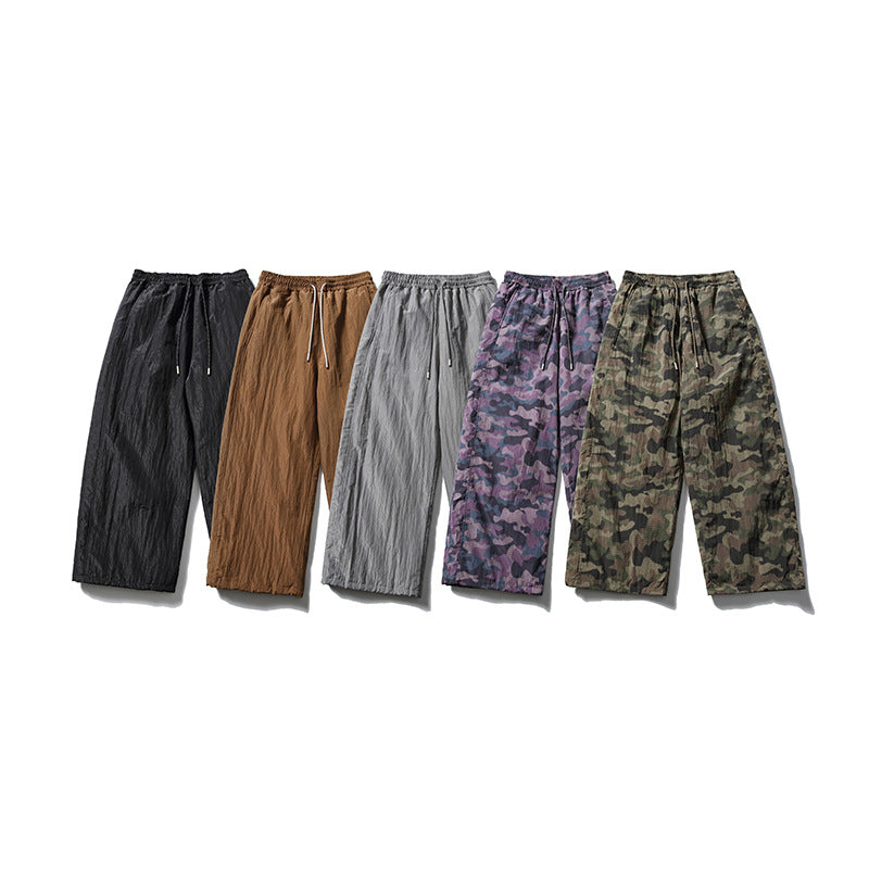 Herren Locker geschnittene Ripstop-Freizeithose mit Camouflage-Muster und elastischem Kordelbund Drune