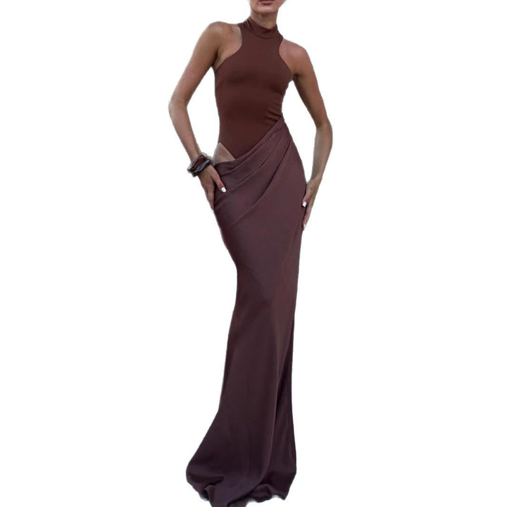 Damen Elegantes Wickelkleid mit hochgeschlossenem Kragen und seitlichem Schlitz Drune