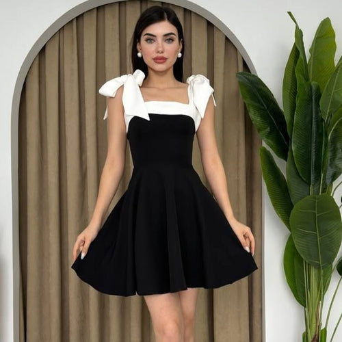 Damen modisches Sommerkleid mit Schleifen-Trägern und schmeichelndem Schnitt Drune