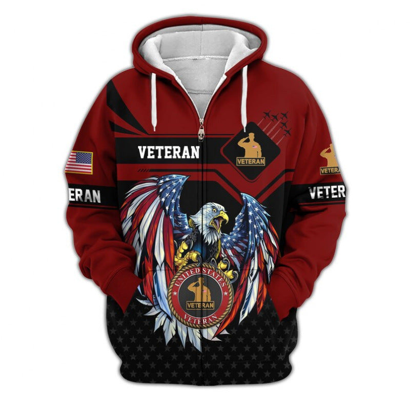 Herren Kapuzensweater mit amerikanischem Veteranenmotiv Drune