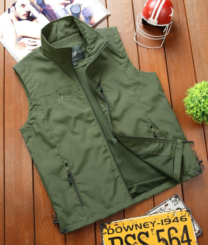 Herren Utility-Outdoorweste mit atmungsaktivem Meshfutter, Reißverschluss‑Taschen und verstellbarem Saum Drune
