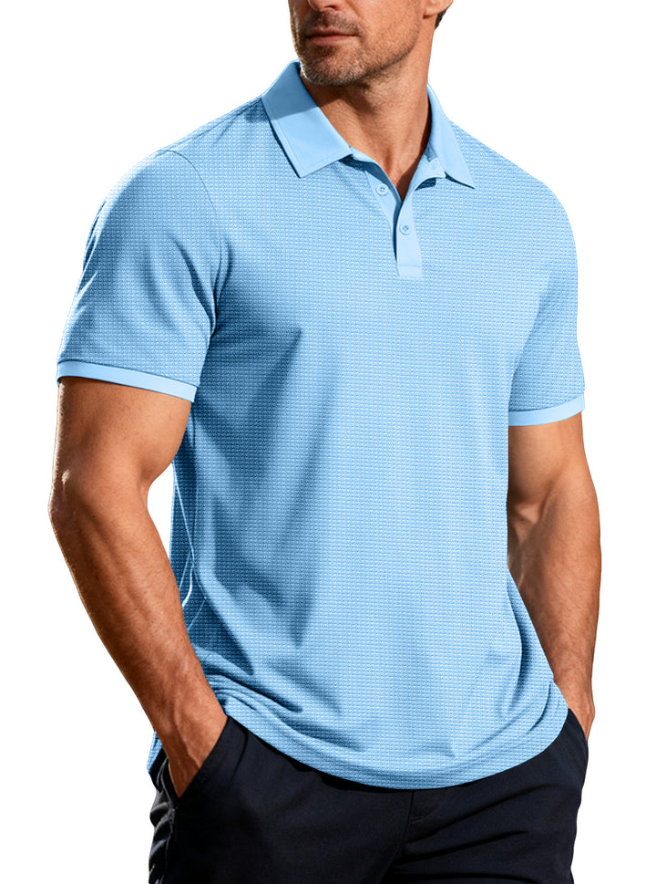 Herren nan strukturiertes Piqué-Kurzarm-Poloshirt mit Hemdkragen Drune
