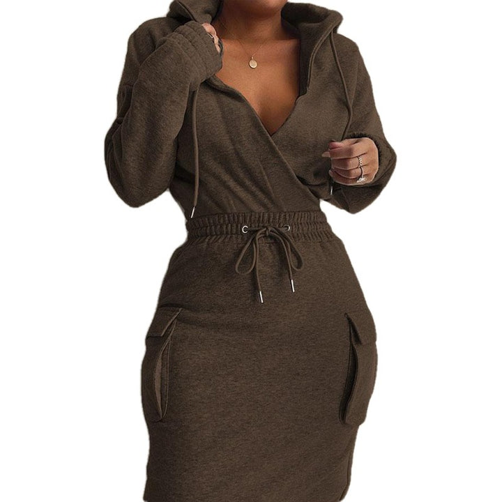 Damen Kapuzenkleid mit lässigem Schnitt und praktischen Taschen Drune