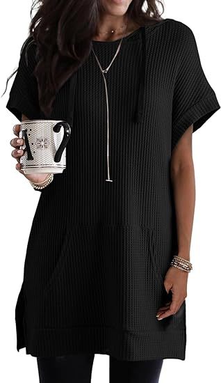 Damen lässiges Hoodie-Kleid mit praktischer Kängurutasche und Relaxed-Fit Drune
