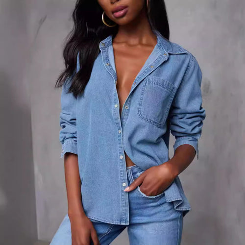 Damen Jeanshemd mit praktischer Brusttasche und modischen Akzenten Drune
