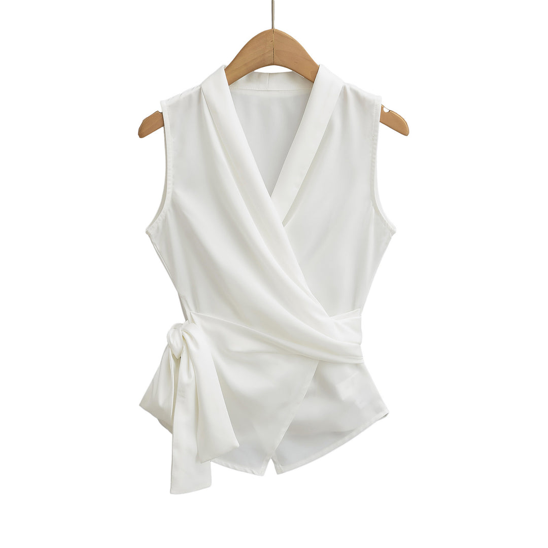 Damen elegantes Wickeloberteil mit modischem Knoten und geschmeicheltem Schnitt Drune