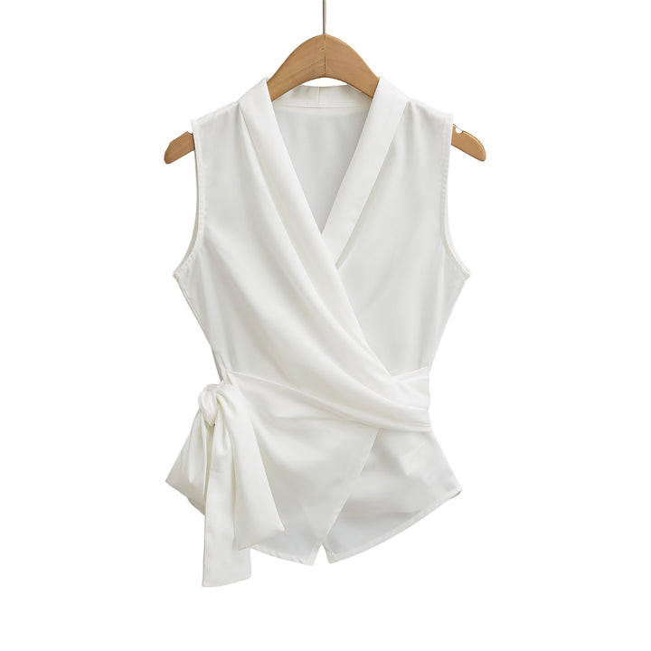 Damen elegantes Wickeloberteil mit modischem Knoten und geschmeicheltem Schnitt Drune
