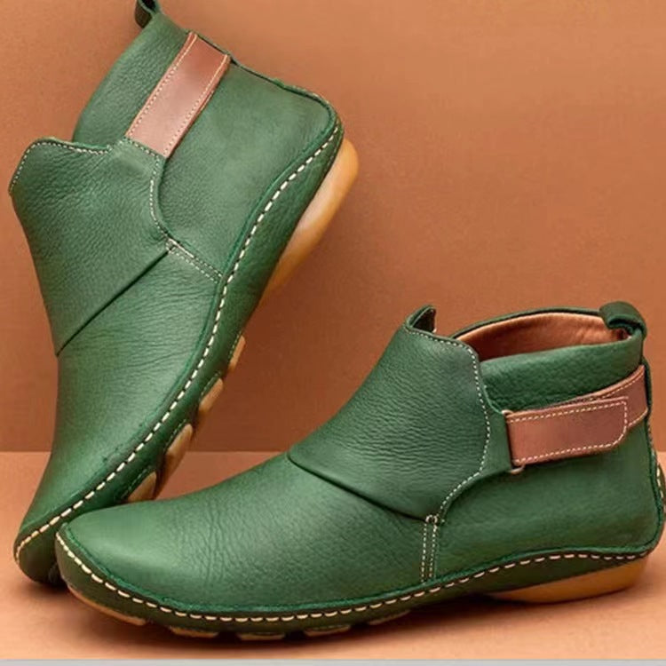 Damen Weiche Leder‑Stiefelette mit Klettverschluss, ergonomischer Laufsohle und gepolstertem Fußbett Drune
