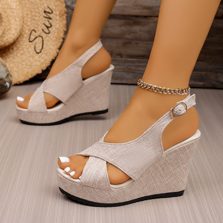 Damen Wedge-Sandalen mit eleganter Schnalle und komfortablem Fußbett Drune