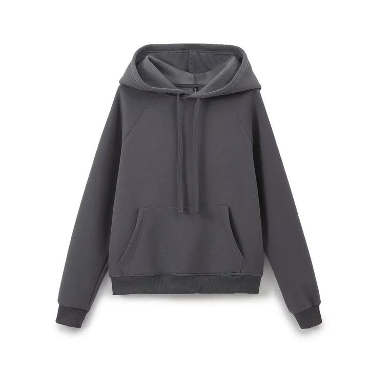 Damen nan lässiger Kapuzenpullover mit Kängurutasche Raglanärmeln und angerauter Innenseite Drune