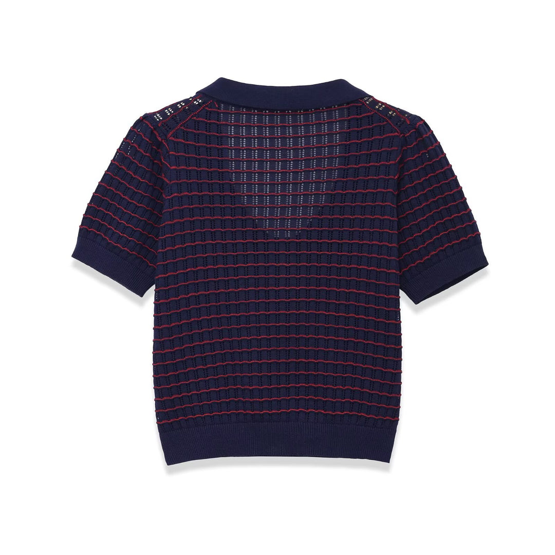 Damen Kurzarm Pullover mit strukturiertem Gewebe Drune