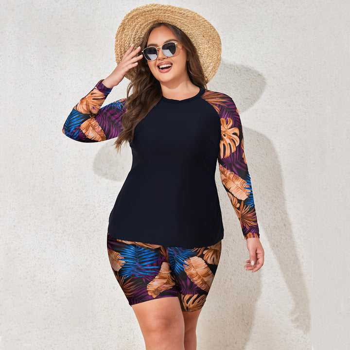 Damen UV-Schutz Badeanzug-Set mit ärmellosem Oberteil und kurzen Hosen Drune