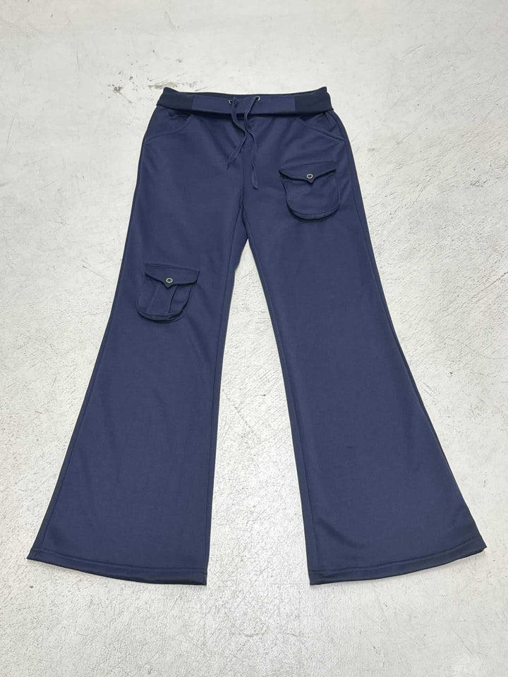 Damen Flared Cargo-Jogginghose mit Tunnelzug und aufgesetzten Klappentaschen Drune