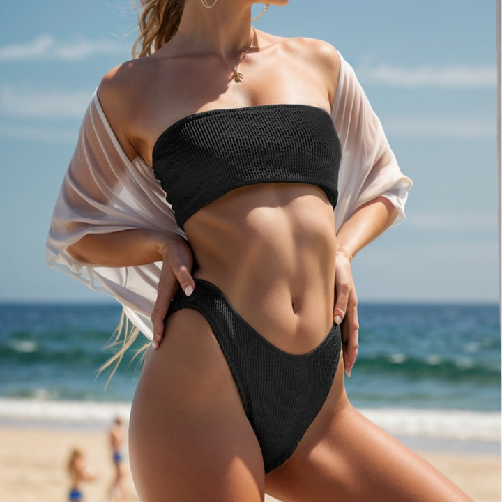 Damen Triangel-Bikini mit strukturiertem Stoff und kreisförmigem Detail Drune