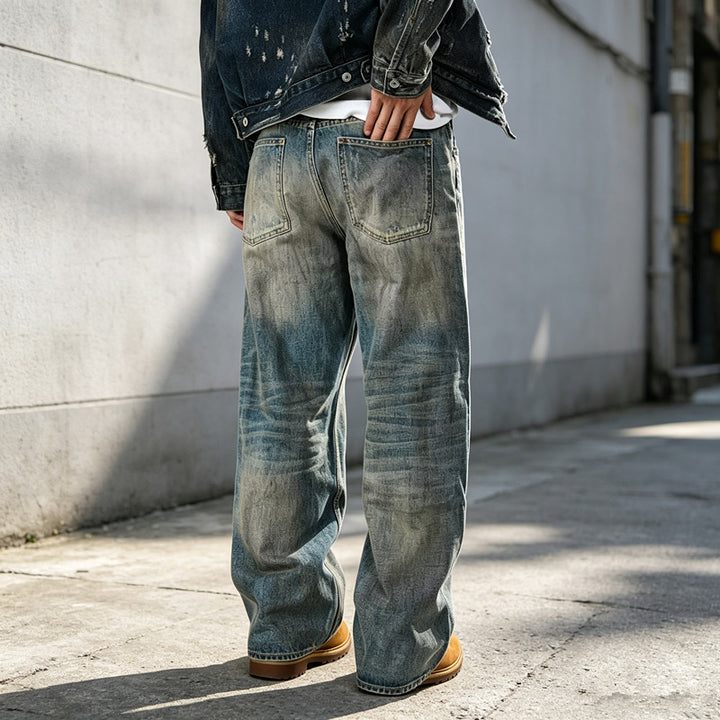 Herren Weit geschnittene Slim-Fit Jeans Drune