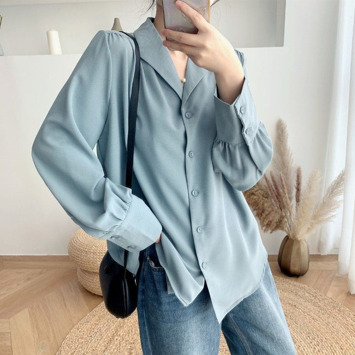 Drune | Viktorianisch Inspirierte Bluse mit Hohem Kragen